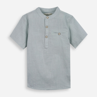 Camisa infantil de algodão gola padre verde