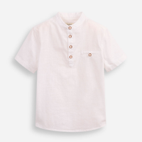 Camisa infantil de algodão gola padre off white