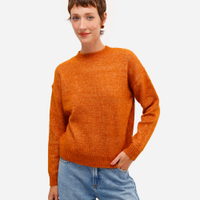 Suéter feminino de tricot texturizado laranja