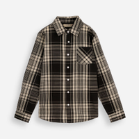 Camisa de algodão infantil manga longa xadrez preta