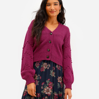 Cardigan feminino decote v texturizado rosa