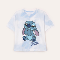 Camiseta de algodão infantil stitch tie dye azul