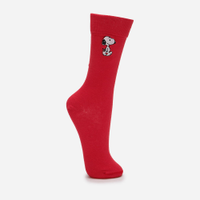 Meia masculina cano longo bordado snoopy vermelha