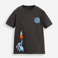 Camiseta de algodão infantil manga curta stitch cinza