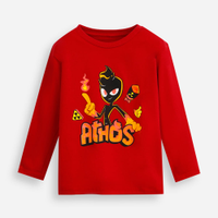 Camiseta infantil de algodão athos minecraft manga longa vermelha