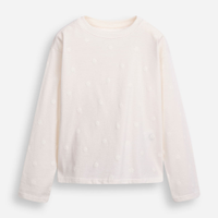 Blusa de algodão infantil manga longa floral off white