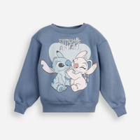Blusão infantil de moletom felpado stitch com paetê azul