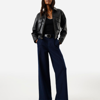 Calça wide leg feminina jeans azul