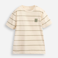 Camiseta infantil com linho listrada verde