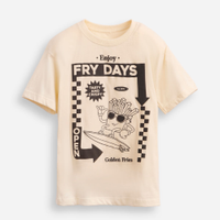 Camiseta de algodão infantil fry days bege