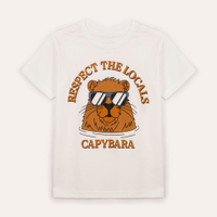 Camiseta infantil de algodão capivara off white