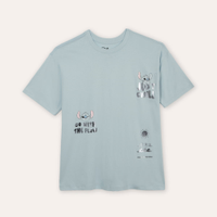 Camiseta oversized juvenil stitch azul
