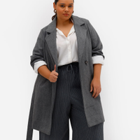 Trench coat feminino texturizado plus size cinza