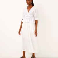 Saia midi godê texturizada off white