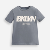 Camiseta infantil de algodão new york azul