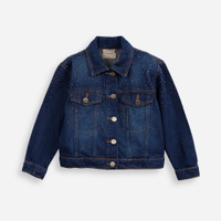 Jaqueta infantil jeans trucker com brilho azul
