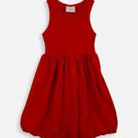 Vestido infantil de algodão balonê vermelho