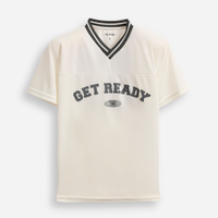 Camiseta infantil esportiva com recortes off white