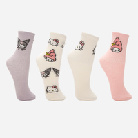 Kit de 4 meias infantis cano alto hello kitty e amigos colorida