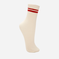 Meia feminina cano longo listrada - off white