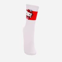 Meia feminina cano longo hello kitty branca