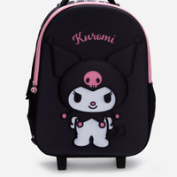 Mochila infantil de rodinha kuromi hello kitty preta