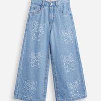 Calça wide leg infantil jeans angel azul
