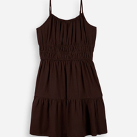 Vestido curto juvenil com alças finas marrom