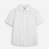 Camisa infantil de algodão texturizada com bolso branco