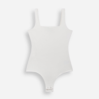Body infantil de poliamida decote quadrado off white