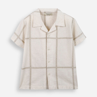 Camisa infantil com linho bordada bege