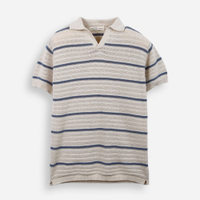 Polo de tricot infantil texturizada listrada azul