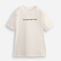 Camiseta de algodão infantil chevrolet corvette off white