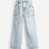 Calça reta infantil jeans cós com elástico azul