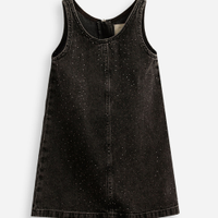 Salopete jeans infantil com brilhos preto