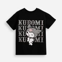 Camiseta infantil de algodão manga curta kuromi preta
