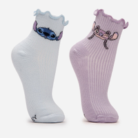 Kit de 2 meias infantil stitch com frufru colorido