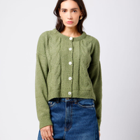 Cardigan feminino de tricot texturizado mindset verde
