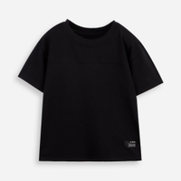 Camiseta infantil malha piquet com recorte preta