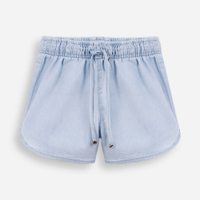Short runner infantil jeans cós elástico azul