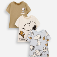 Conjunto de 3 camisetas infantis snoopy colorida