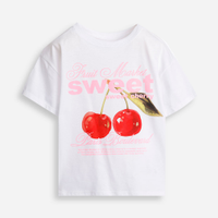 Camiseta infantil oversized cereja off white