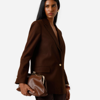 Blazer de alfaiataria feminino com linho marrom
