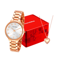 Kit relógio feminino mondaine analógico 32418lpmvre3kd rosa