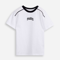 Camiseta infantil de algodão com nervura paris off white