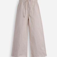Calça infantil wide leg cós elástico bege