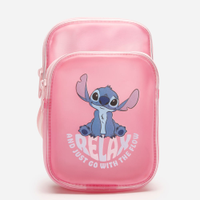 Bolsa infantil transversal stitch alça listrada rosa