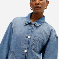 Jaqueta feminina jeans oversized azul
