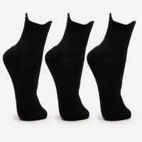 Kit de 3 meias cano médio de poliamida caneladas preto