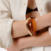 Kit de 2 braceletes bangles turtle dourado